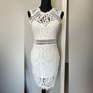 White lace dress, knee length- Small